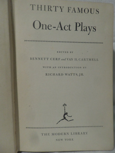 Thirty Famous One Act Plays, Bennett Cerf/ Van Cartmell,1943