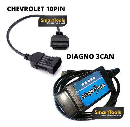 Imagen 1 de 2 de Scanner Diagno3 Can Mercosur + Adaptador Chevrolet 10