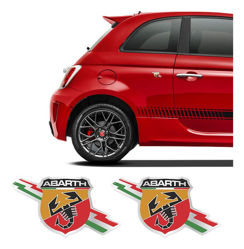 Par De Emblemas Abarth Fiat 500 Punto Bravo Adesivo Resinado