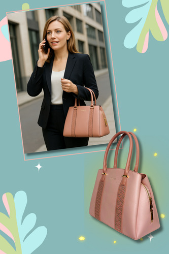 Bolsa De Mano Mujer Rosa Con Asa Para Colgar Rosa Lisa Oro Rosa