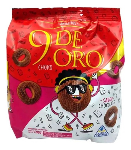 Galletitas 9 De Oro Anillos Chocolate 120 Grs X 17 Unidades