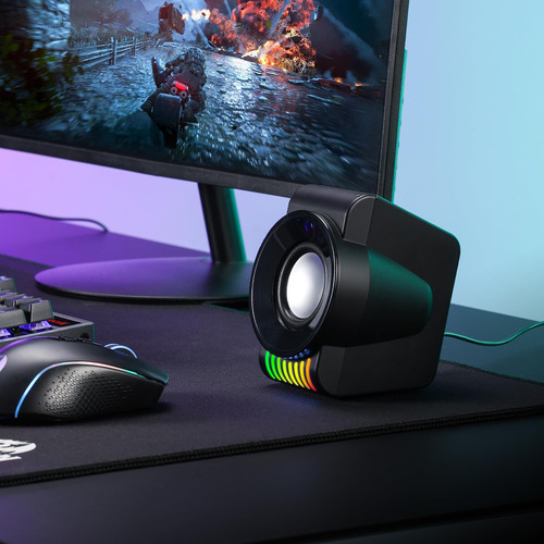 Redragon Gs514 - Alto-falante para Jogos de PC, Alto-falante Estéreo de Computador de 2.0 Canais com RGB Dinâmico, Graves de Qualidade e Som Cristalino, Alimentado por USB com Conector de 3.5 mm