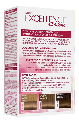 Imagen 2 de 5 de Tinta Loreal Excellence Creme Rubio Cenizo 7.1