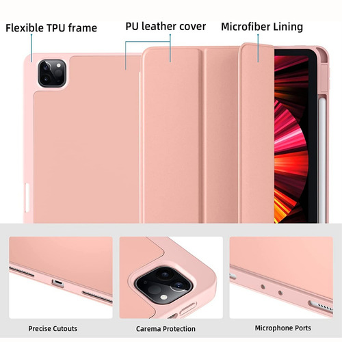 Case Smart @ iPad Pro 11 M2 A2759 A2435 A2761 A2762 Rosa