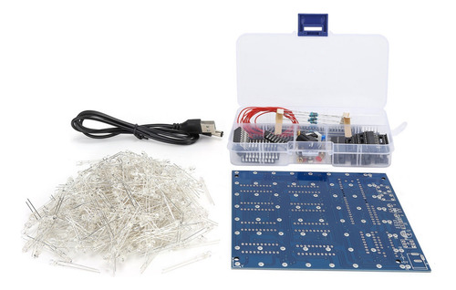 8x8x8 3d Led Diy Cubo De Luz Kit Cuadrado Blanco Led Azul Ra