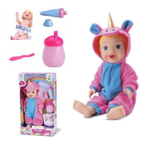 Muñeca Bebé Unicornio Con Mamadera Y Accesorios Diver Toys