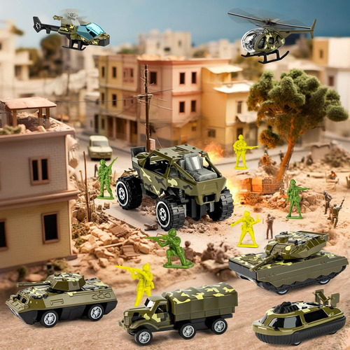 Veículo Militar de Brinquedo 8 em 1 com 6 Modelos de Soldados Verde Toygagade