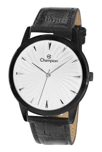 Relógio Champion Masculino Original Preto Couro Cn20588m