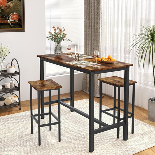 Juego De Mesa Y Sillas De Bar, 47.2 Pulgadas, Mesa De Altura