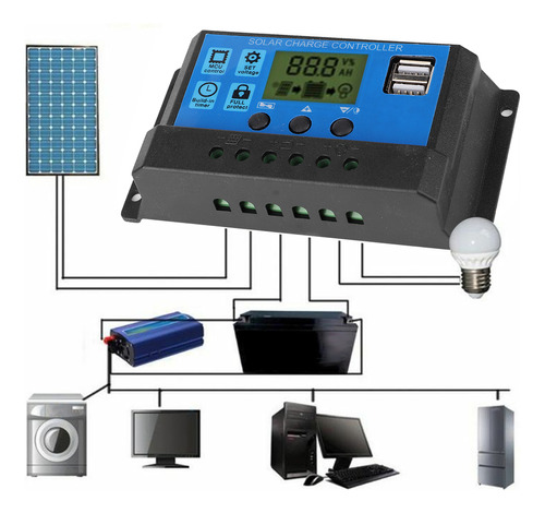 Controlador De Carga Solar Fotovoltaica Inteligente 12v 24v