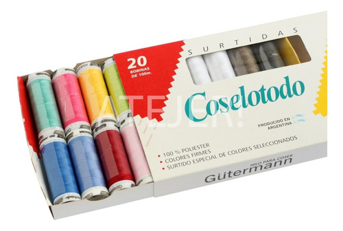 Imagen 1 de 5 de Cofre Hilo Coselotodo 100 % Poliester Caja 20 Bobinas Surt.