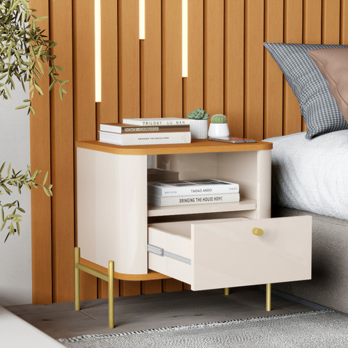 Mesa De Cabeceira Tucupí Slim Off Nature Dourado Jb Bechara