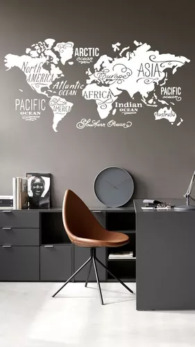 Vinilos Decorativos Para Paredes Modernos Mapa Del Mundo Bco