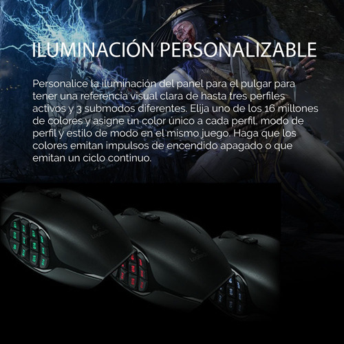 Imagen 10 de 10 de Mouse Gamer Logitech G600 20 Botones 8200 Dpi Luz Usb Pce