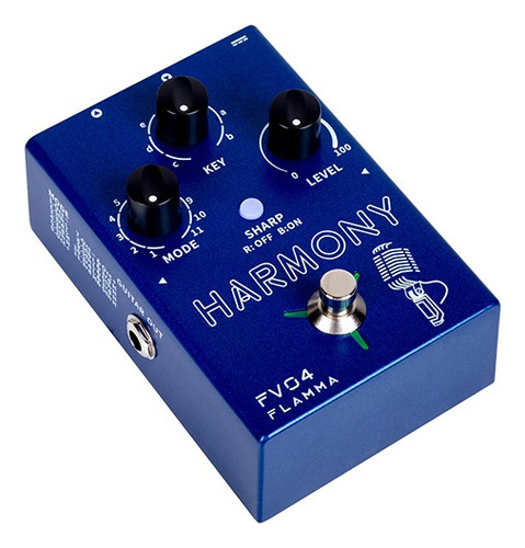 Pedal Flamma Fv04 Vocal Harmonizer Azul Efeito Musica Azul
