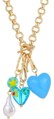 Collar Con Colgante De Corazón De Acrílico Colorido