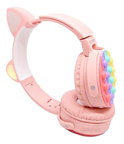 Auriculares Inalambricos Niños Vincha Orejas Gato Pop It Fm