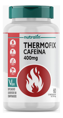 Thermofix Termogênico Cafeína Energia Vegan 60 Caps Nutralin Sabor Sem sabor