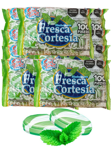 Caramelo Hierbabuena Macizo 1000pz Fresca Cortesía Cool Toon
