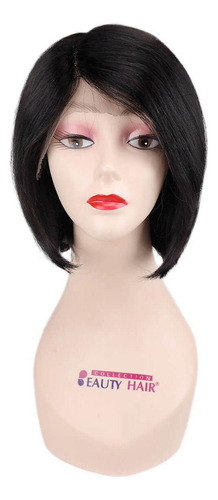 Z Peluca Lace Front Negro Natural 100% Cabello Humano 20cm