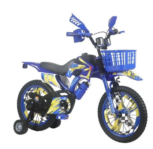 Bicicleta Infantil Alltop Rodado 16 con Ruedas de Entrenamiento y Canasta, para Niños de 4 a 8 Años