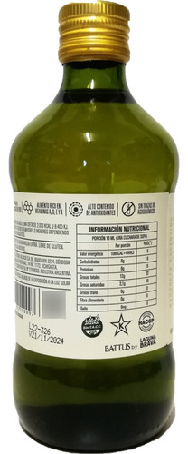 Aceite De Oliva Virgen Extra Battus Sin Tacc Bot 500 Ml
