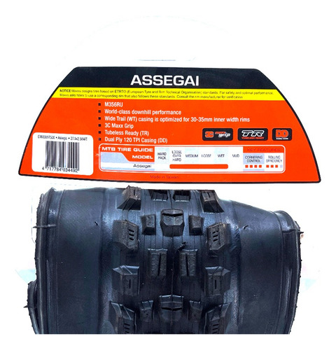 Llanta Maxxis Assegai 27.5x2.50wt 120x2tpi 3cg/dd/tr