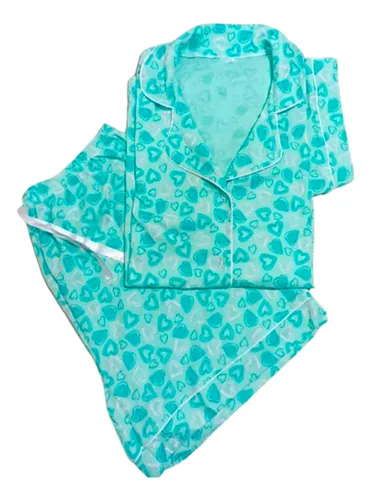 Pijama Para Mujer Short Camisa De Botones