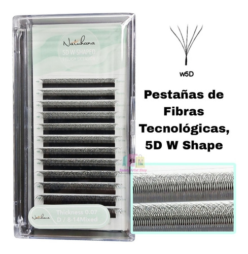 Pestañas Natuhana 5d Fibras Tecnológicas W Shape Mix 0.07 C