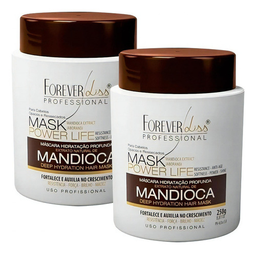 02 Forever Liss Máscara Hidratante Mandioca Power Life 250g