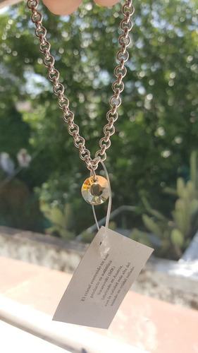 Pulsera Rolo Plata925 Cierre Marinero + Dije Ámbar Swarovski