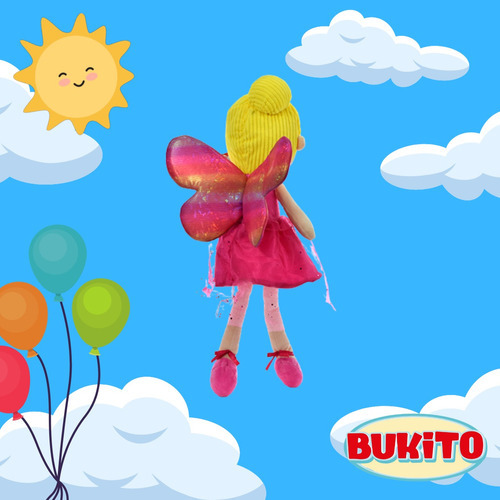 Imagen 3 de 8 de Peluche Hada Bailarina Phi Phi Toys Rosa Suave Y Abrazable