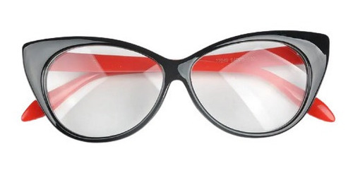 Marco Lentes Ópticos Cat Eye Classic Bicolor Negro Rojo 65mm