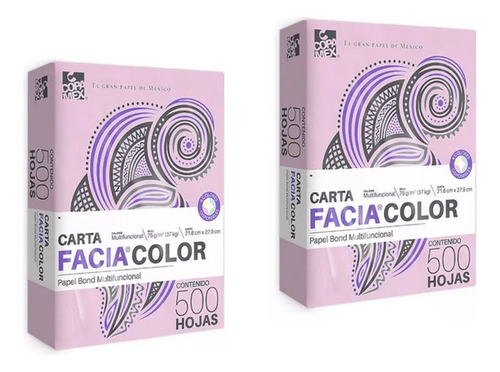 Papel Facia Color Tamaño Carta 75g Rosa 2 Paq C/500 Hojas