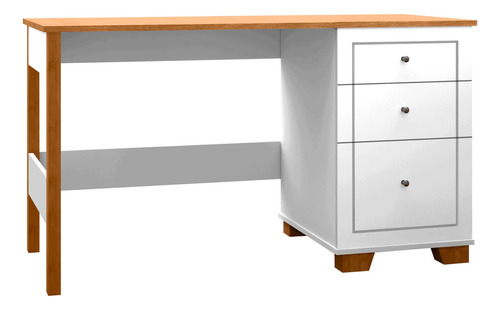 Escrivaninha Mesa Escritório 3 Gavetas Home Office 136cm L.m Cor Branco