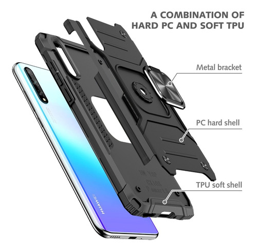 Funda Huawei Y6p / Y7p / Y8p + Cristal Templado Negro Huawei Y8p
