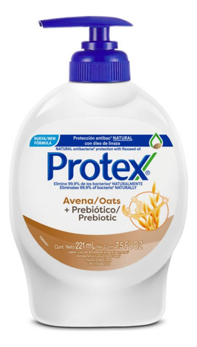 Jabon Liquido Protex Antibacterial Para Manos Avena X 221ml