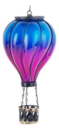 Linterna Solar Globo Aire Caliente Vidrio Llama Luz Azul Dec