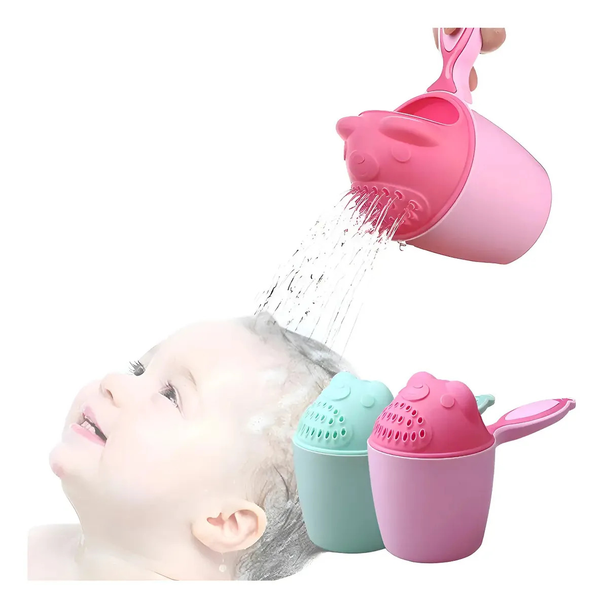 Copo Regador Infantil Banho Lavar Cabelo Banho Baby Rosa