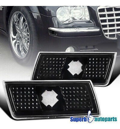 Fits 2004-2010 Chrysler 300 300c Black Side Marker Lamps Spa