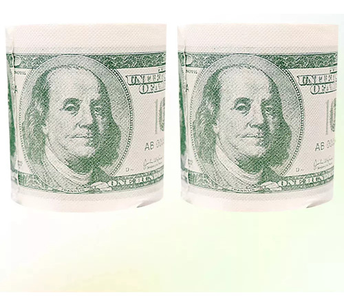 Papel Higiénico Big Value Con Estampado De Dólares, 2 Rollos