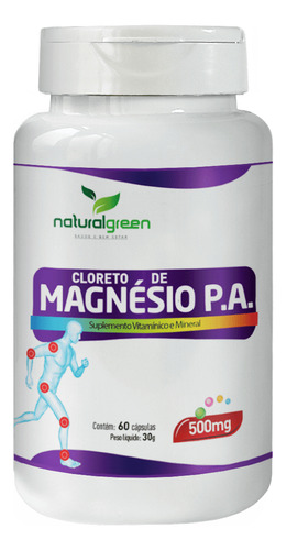 Suplemento Naturalgreen Cloreto De Magnésio P.a. Sabor Sem Sabor De 500mg X 60 Un