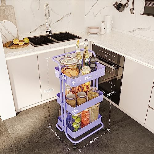 Carrito Metálico De 3 Niveles Con Ruedas Organizador Multifu