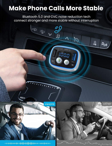 Imagen 3 de 6 de Ainope Fm Transmitter Bluetooth For Car, 36w/6a Pd&qc3.0 Blu