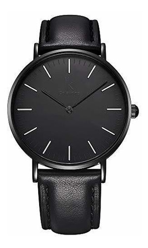 Moda Minimalista Carbon Negro Reloj De Pulsera Unisex 3640mm