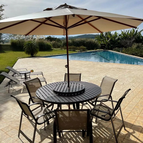 Jogo Conjunto De Mesa Para Área Externa, Piscina, Varanda Estrutura Marrom-claro