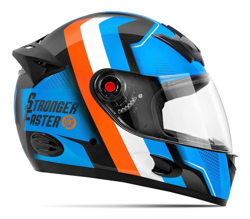 Capacete Para Moto Integral Etceter Stronger Faster Cor Azul/Laranja Tamanho do capacete 56