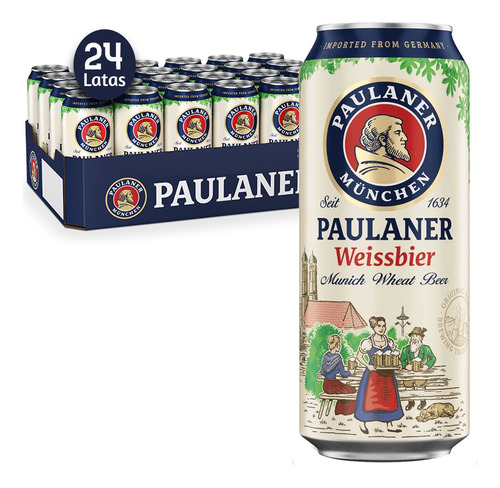 Cerveja Alemã Paulaner Weissbier Lata 500ml (24 Latas) Kit