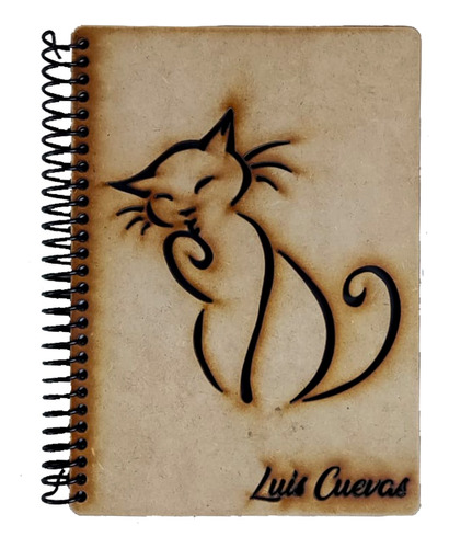 Agenda 2024 Pasta Personalizada Gato Grabado Laser B91