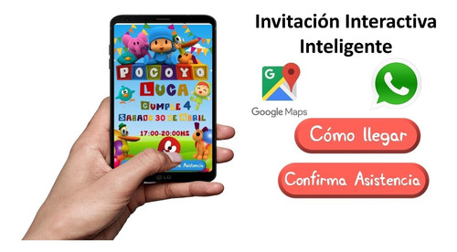 Invitacion Pocoyo Tarjeta Interactiva Inteligente Digital